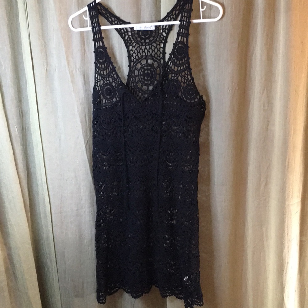 Blue Island Black Crocheted Tunic Top